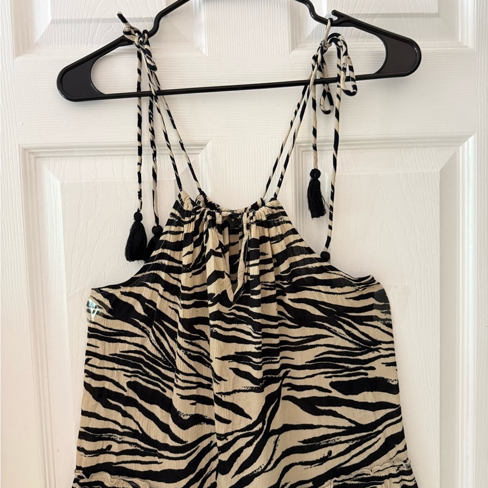 SPIAGGIA DOLCE ZEBRA TASSEL MAXI BEACH COVER UP SHOULDER TIE TASSELS OVERSIZED - Picture 4 of 7